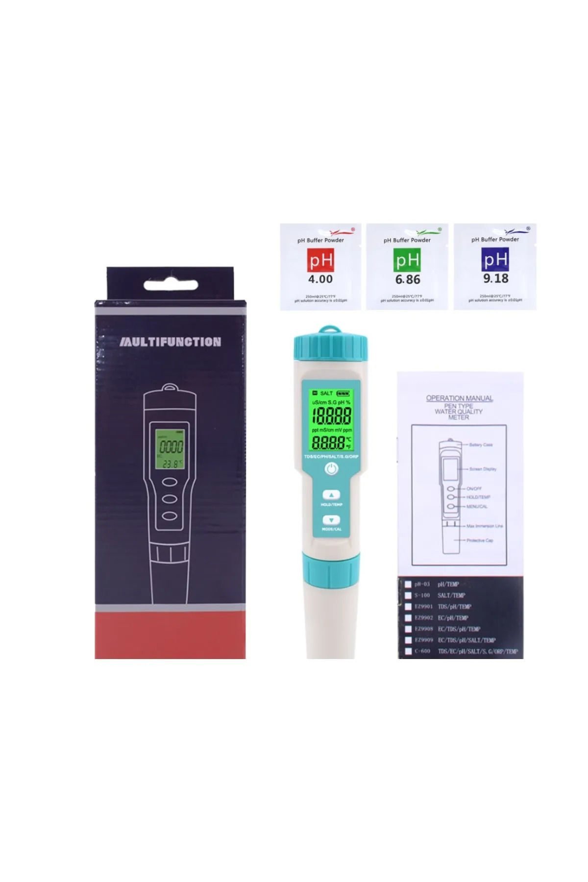 3'Ü BİR  ARADA PH , PPM ve Sıcaklık Ölçer