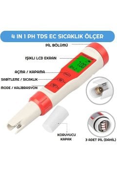 4ü1 Arada Ph/Ec/TdsMetre/Sıcaklık Ölçüm Cihazı