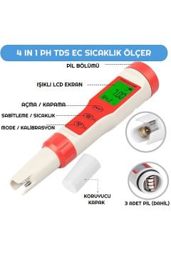 4ü1 Arada Ph/Ec/TdsMetre/Sıcaklık Ölçüm Cihazı