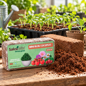 Mini Blok Cocopeat 9 Litre 650 Gr Sıkıştırılmış Hindistan Cevizi Torfu