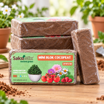 Mini Blok Cocopeat 9 Litre 650 Gr Sıkıştırılmış Hindistan Cevizi Torfu